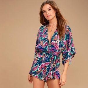 NWOT LULU’S S hypnotized, purple print romper